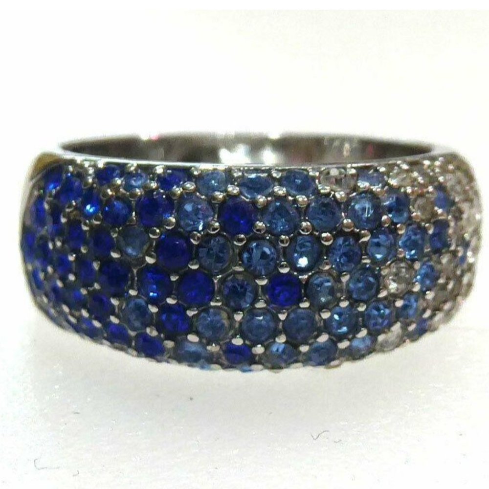 Beautiful Signed NVC NATALIYA V COLLISTER Blue Crystal Pave Ring Size 7